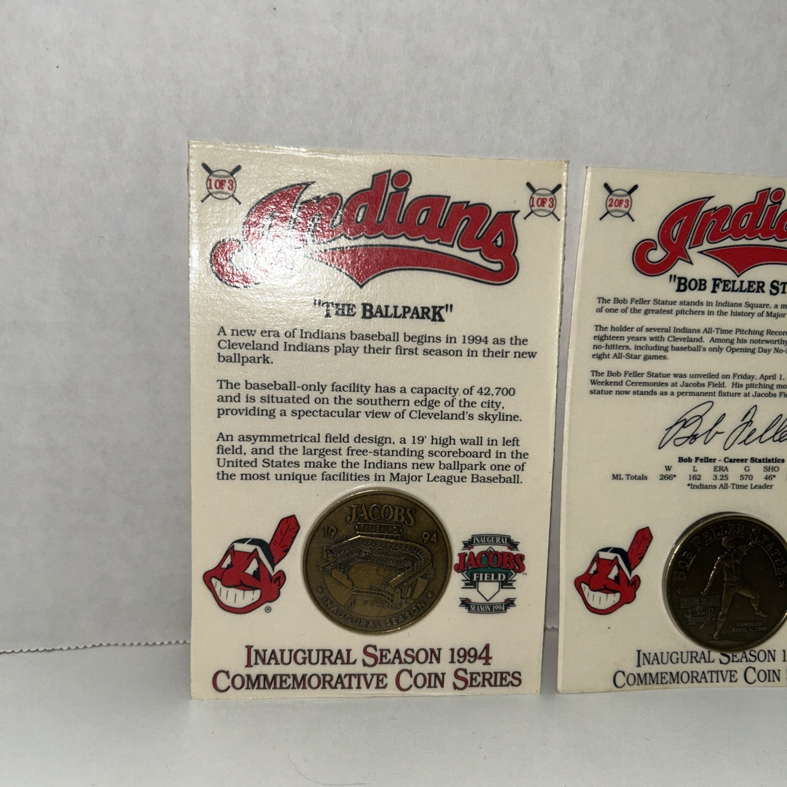 Cleveland Indians Inaugural Season 1994 Commemorative Coin Series Lot Of 3