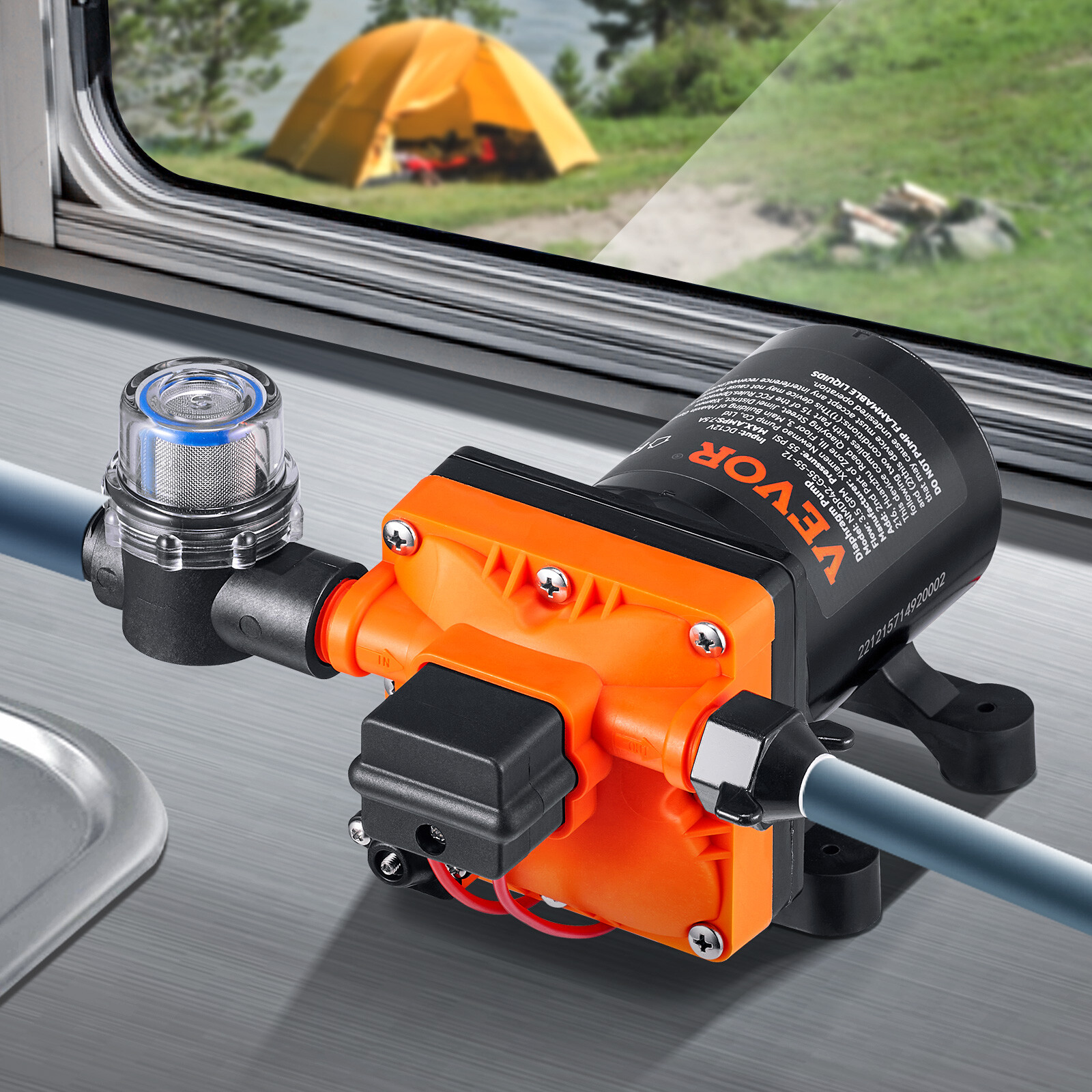 12V Water Pressure Diaphragm Pump Self-Priming Pump 55 PSI 3.5 GPM Boat RV