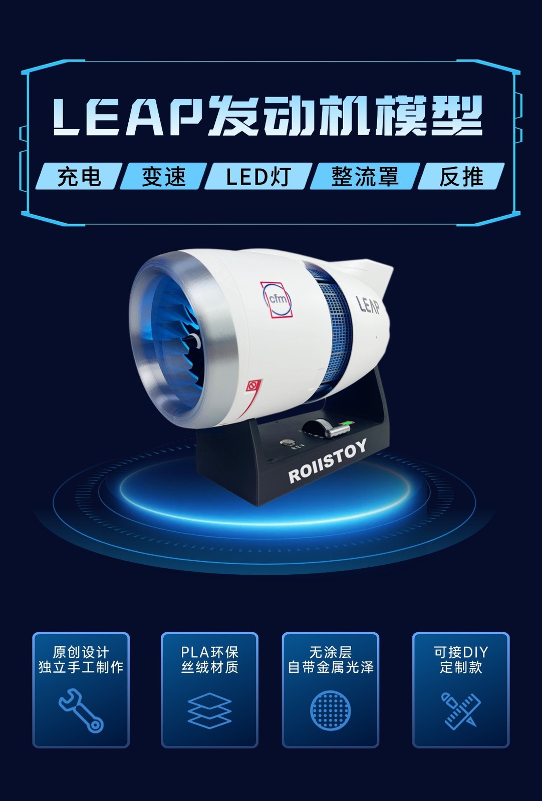 1/24 Mini C919 CFM-LEAP 1B Aviation Electric Aircraft Engine Finished Model Gift