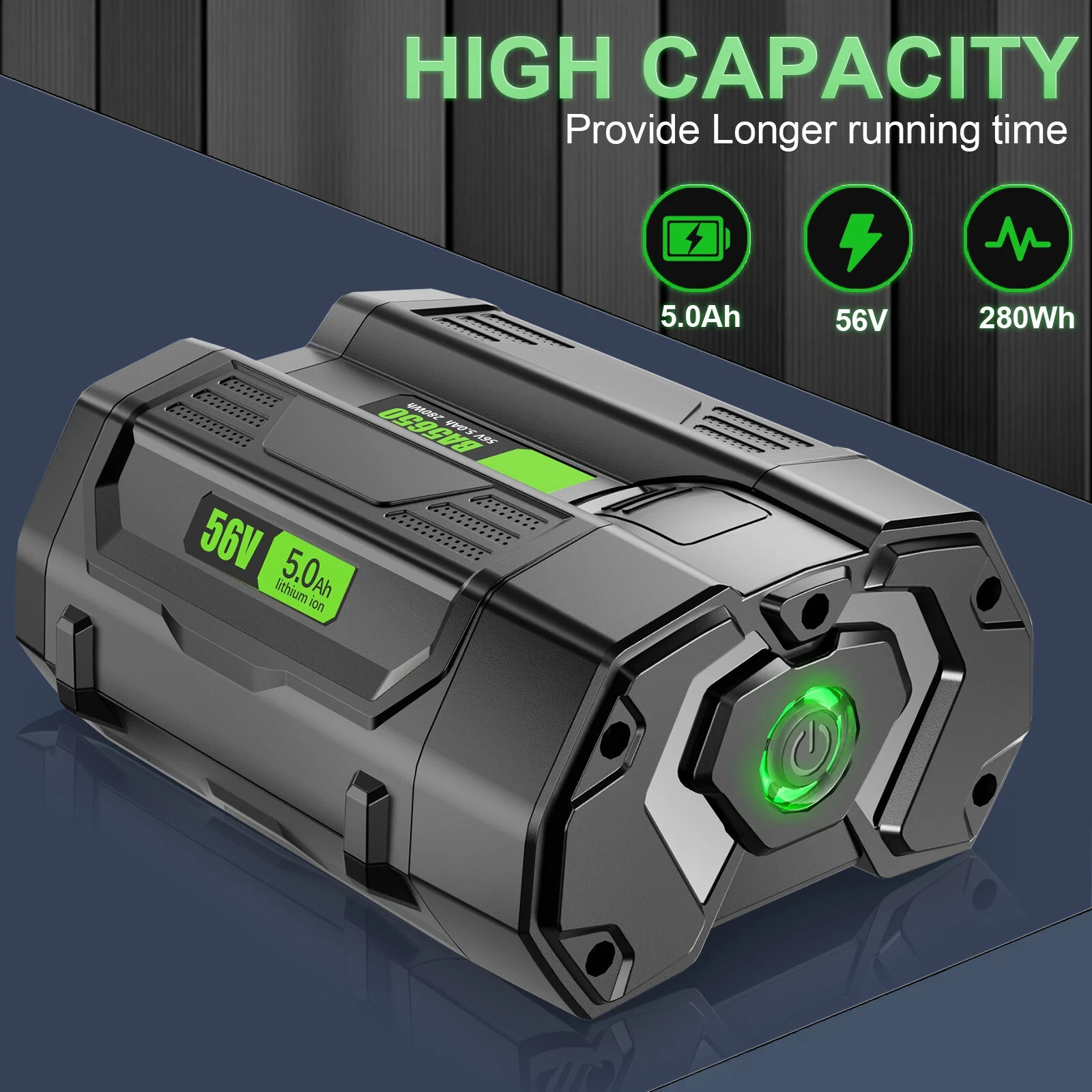 1x 56Volt 5.0Ah Lithium-ion Battery For EGO Power+ 56V BA5600T BA2800T BA2240