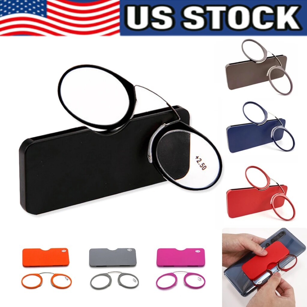 MINI Clip Nose Bridge Reading Glasses Portable Presbyopic Glasses With Case NEW
