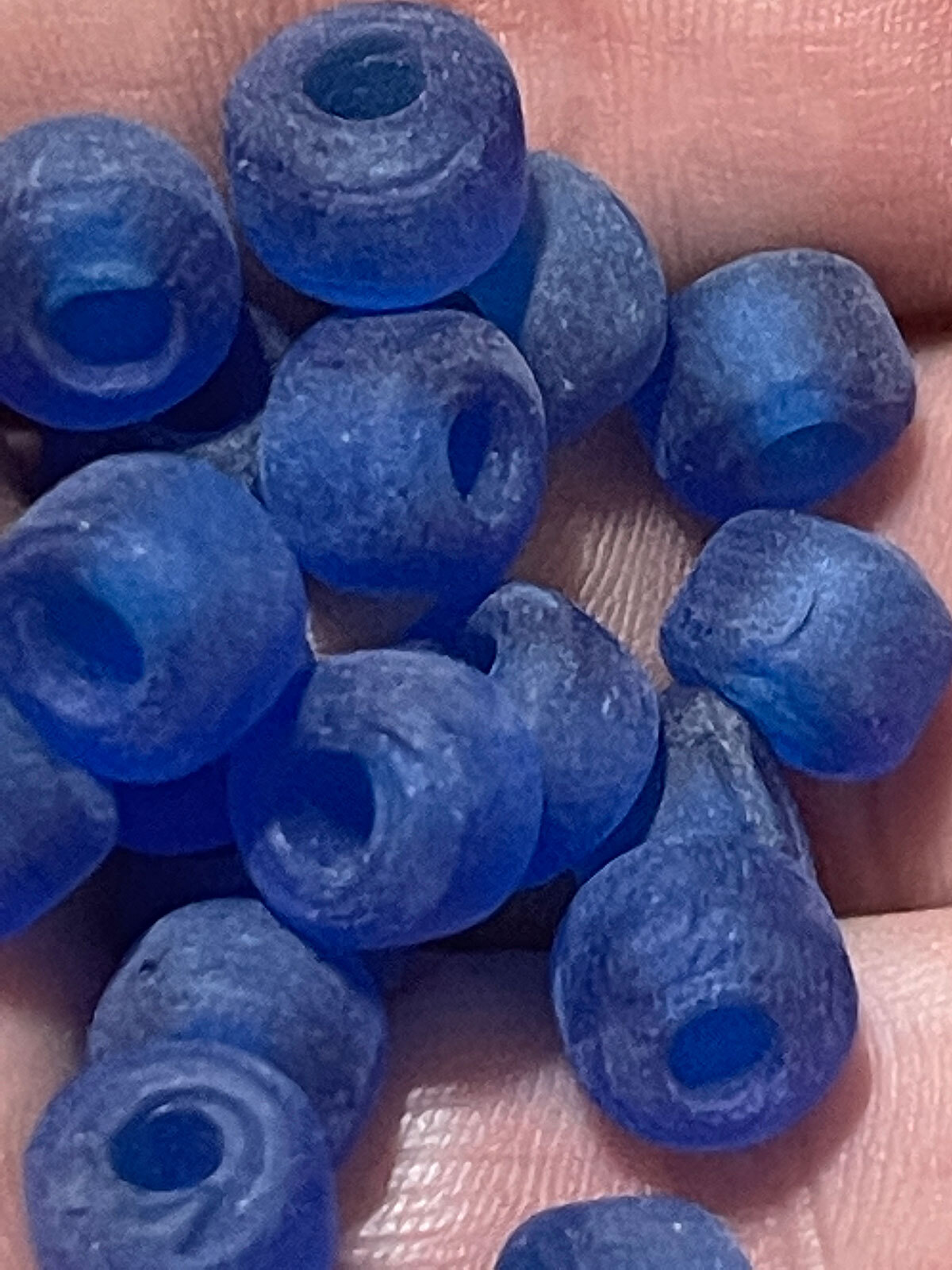 (10) Crow Indian Original Sky Blue Padre Glass Trade Beads Fur Trade Era ++