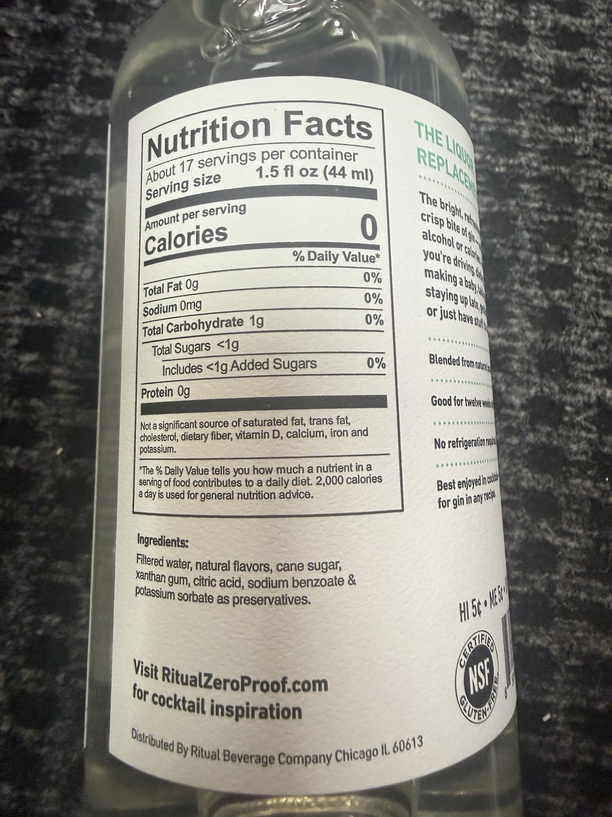 RITUAL ZERO PROOF Gin Alternative | Award-Winning Non-Alcoholic Spirit | 25.4 Fl