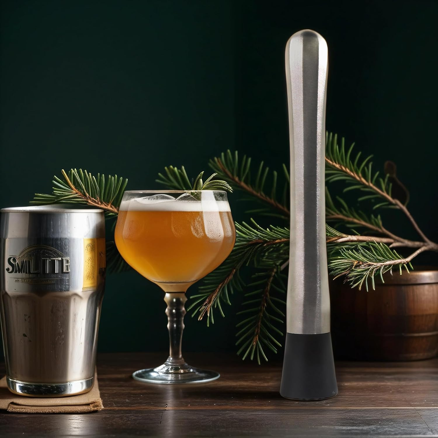 Stainless Steel Cocktail Muddler & Bar Mixing Spoon – 2 Piece Bartender Tool Set