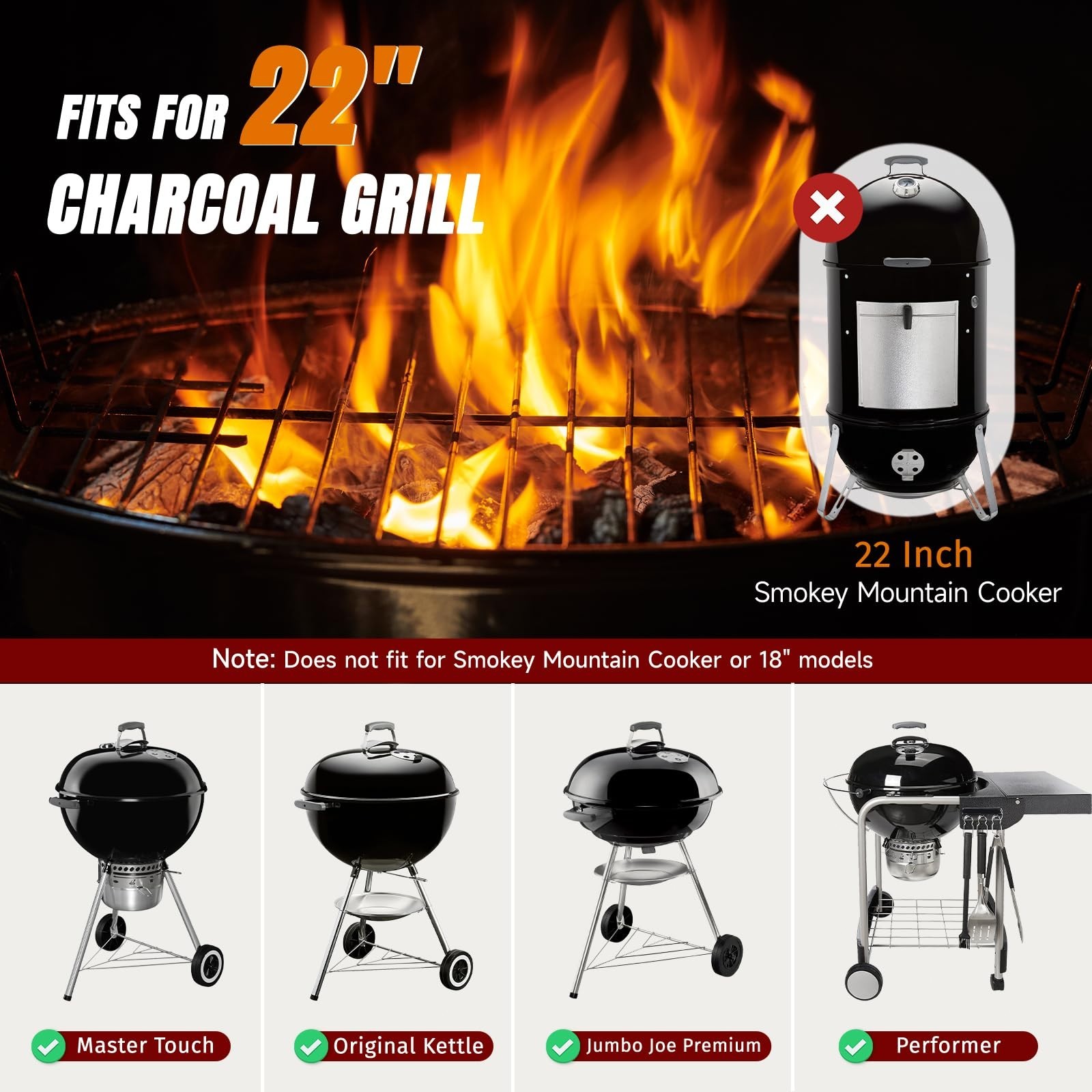 7435 Cooking Grate Plated Steel Grill Grate for Weber 22" Charcoal Grill Replace