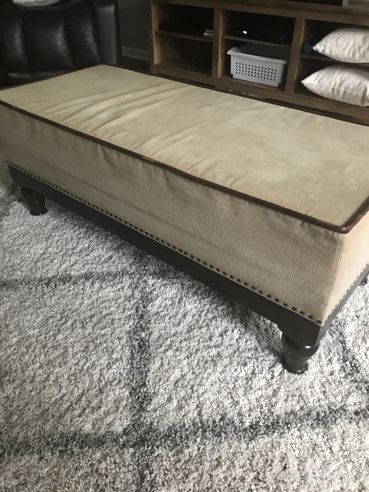 Leather Suede Wood Decor Bench Beautiful