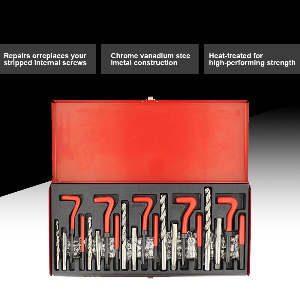 M5 M6 M8 M10 M12 Helicoil Thread Repair 131Pcs Set & Metric Rethreading Tool Kit