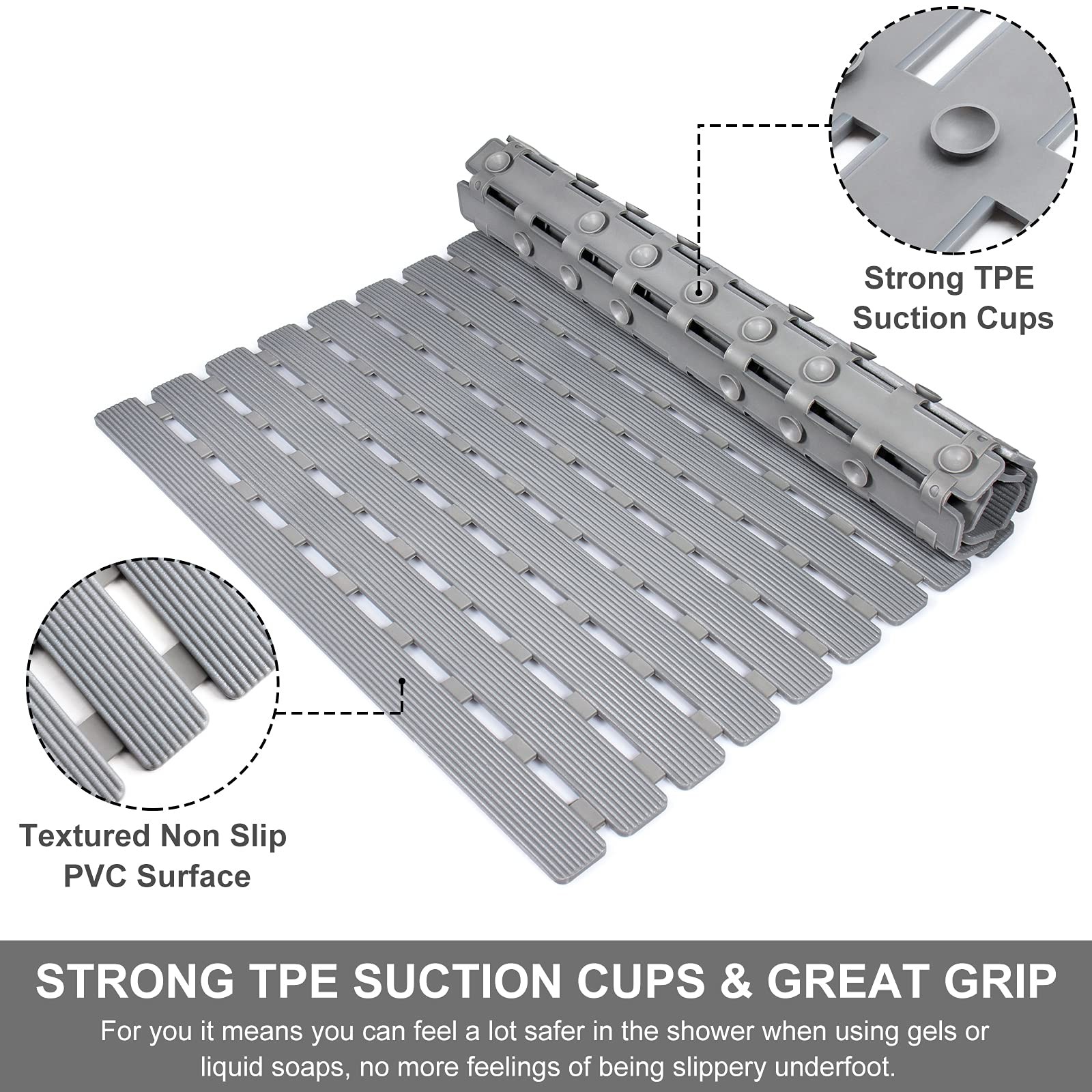 Non Slip Bath Mat Quick Drain Shower Floor Mat Colorful Bathtub Mat Slatted Duck