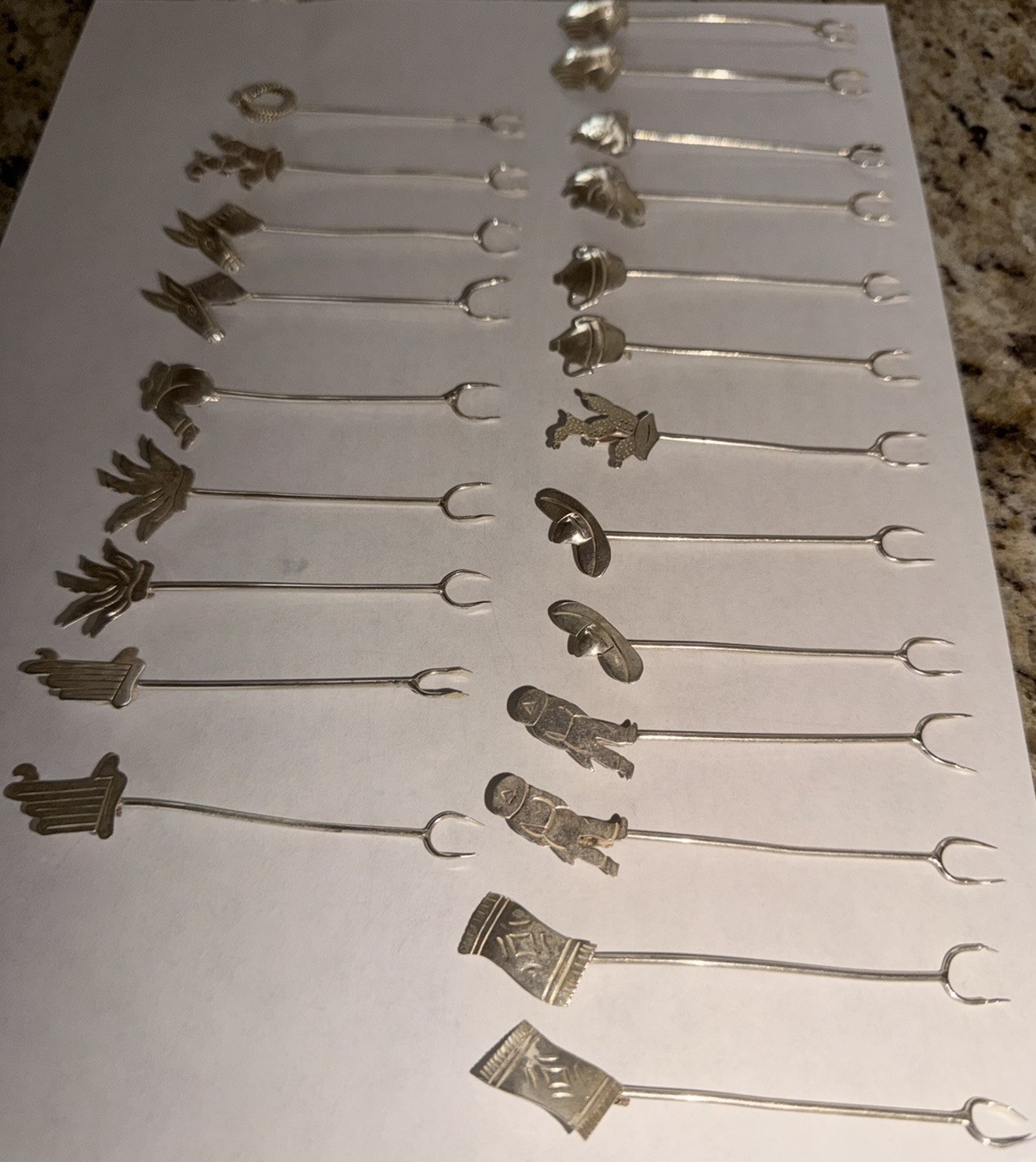 Set/22 Southwest Style Vintage Mexican Sterling Silver .925 CP Appetizer Picks