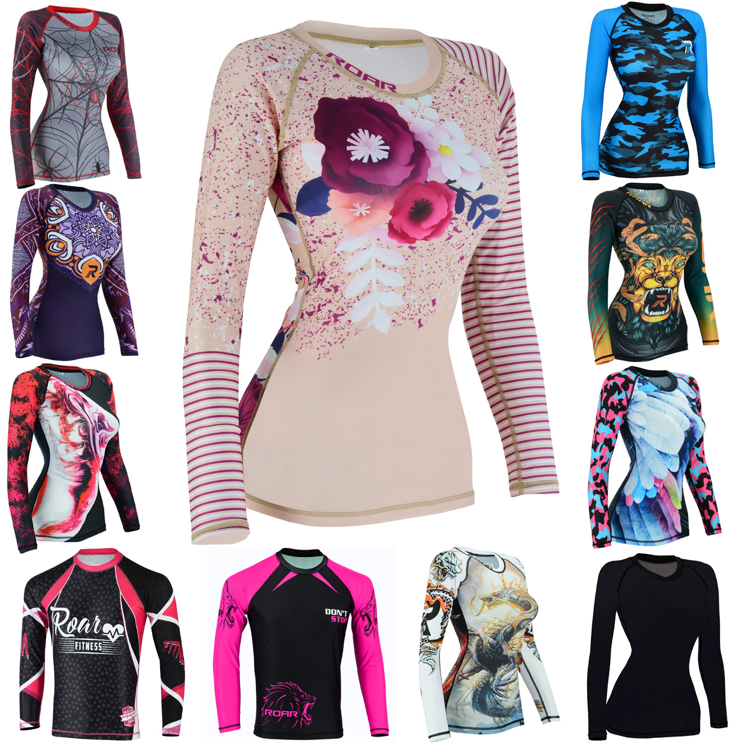 Koyes Fightwear Women's MMA Compression Rash Guard Wrestling Long Sleeve Top
