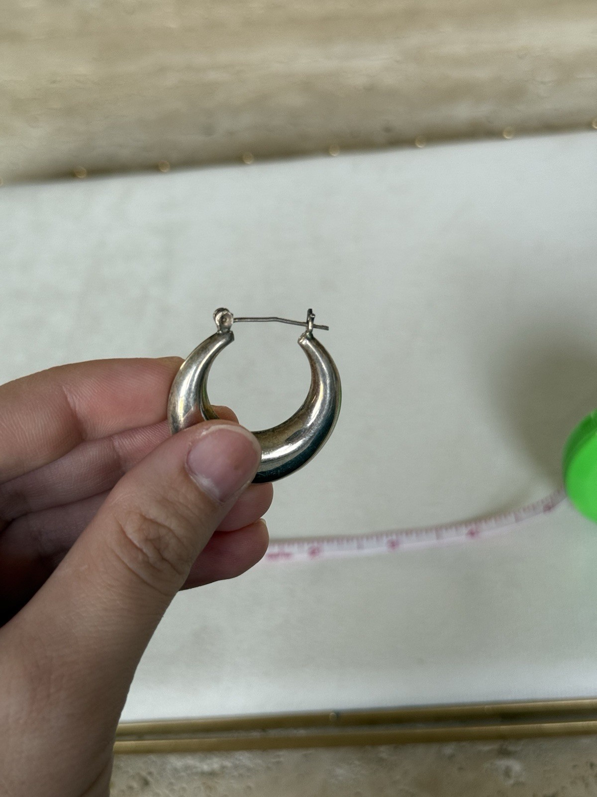 Vintage Puffed Silvertone Hoop Pierced Earrings