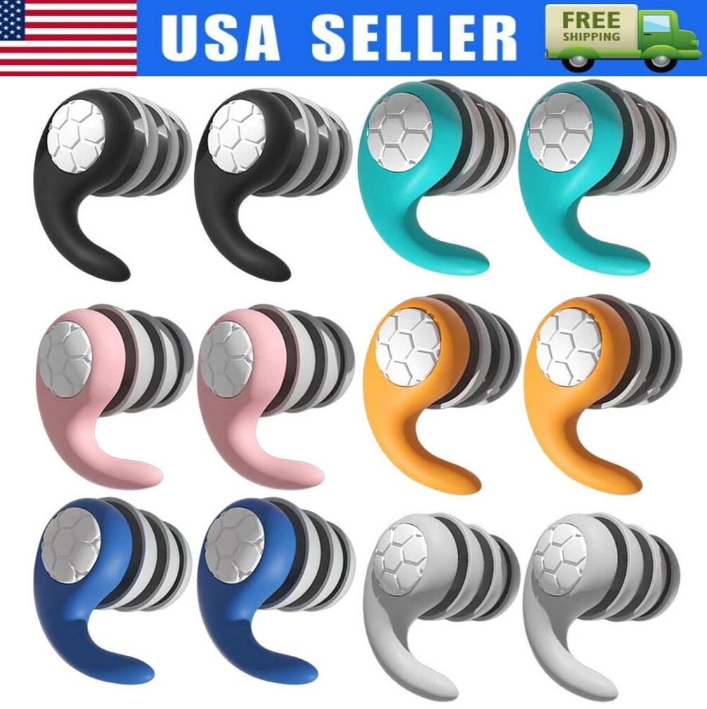 Reusable Silicone Ear Plugs Noise Cancelling Earplugs Protector Study Sleep Swim