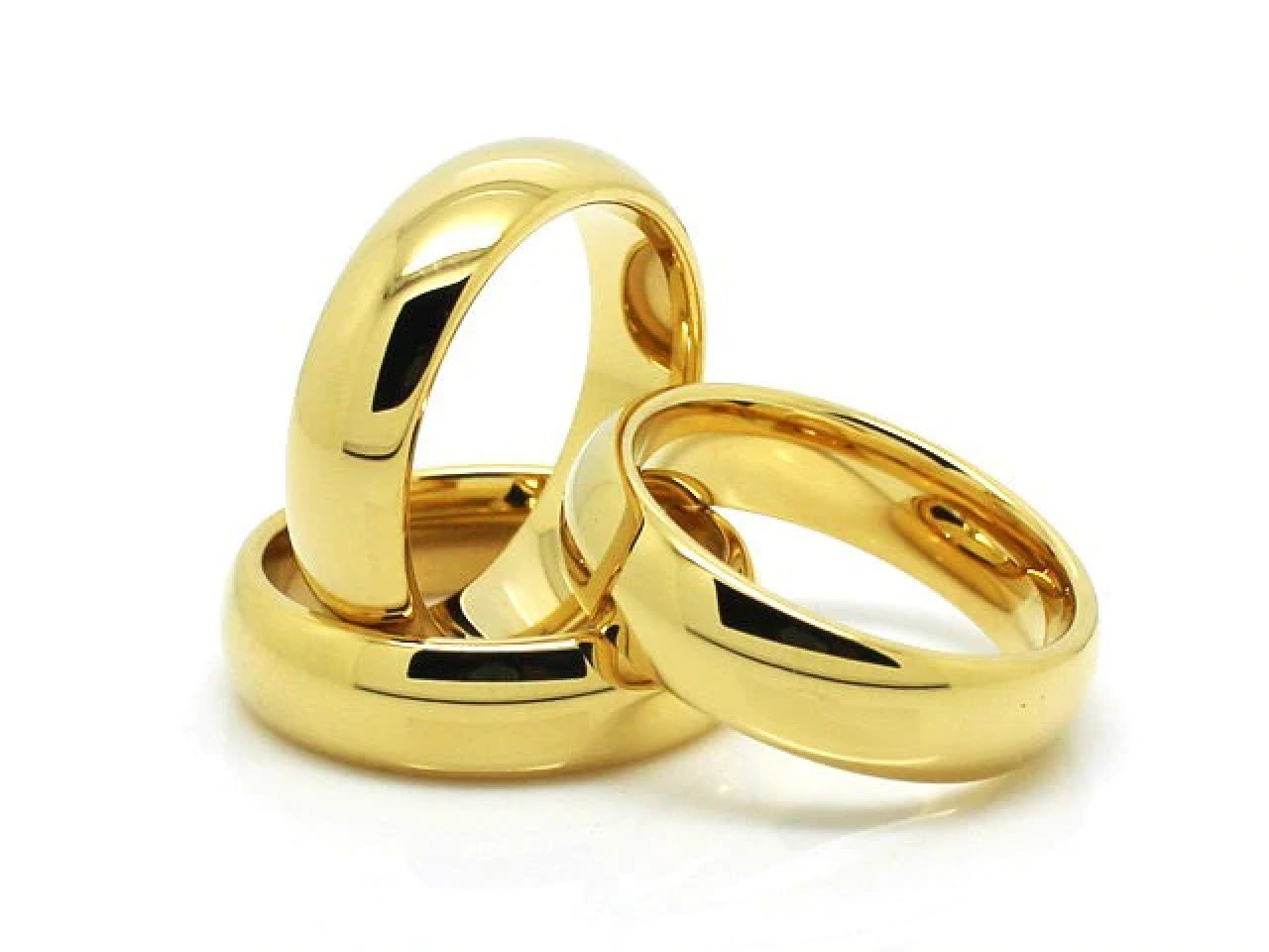 Tungsten Carbide Classic 18k Gold Plated Wedding Band Men Women Engagement Ring