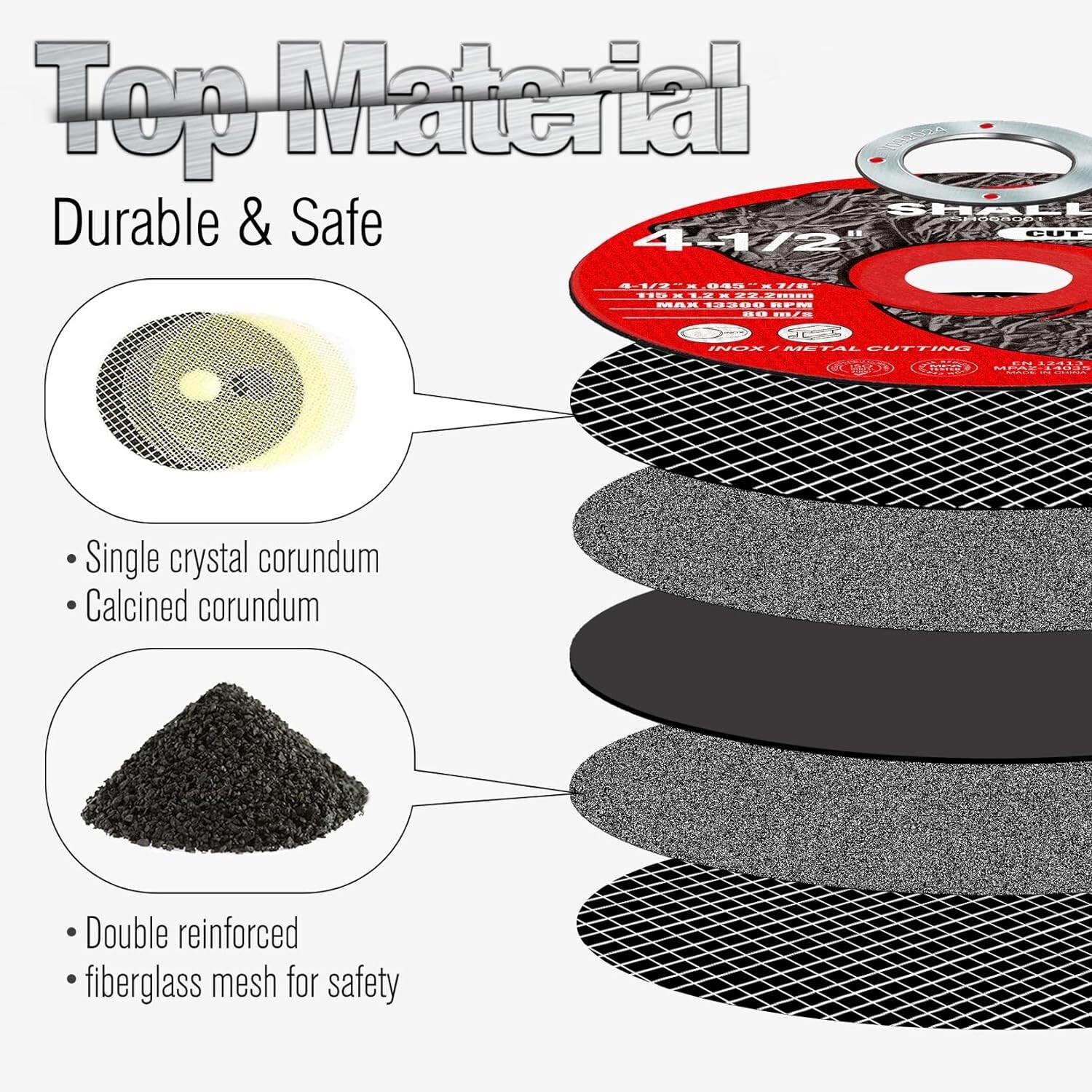 SHALL 50-Pack Cut Off Wheels 4 1/2 x 7/8 Inch,Angle Grinder Fast Cutting Disc