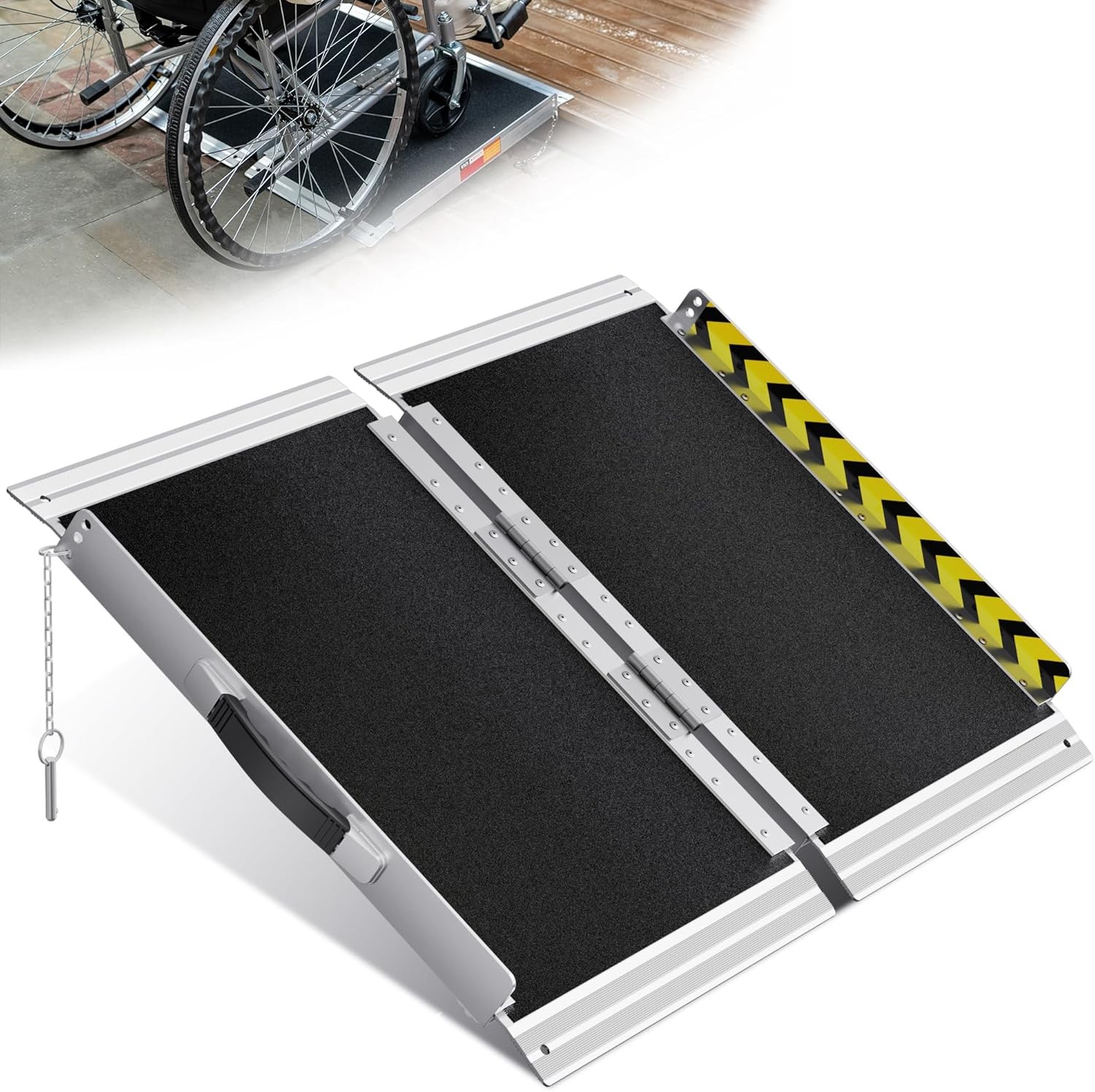 2/3/4/5/6/7/8/10/12FT Home Wheelchair Ramp Non-Skid Folding Aluminum Ramps Steps