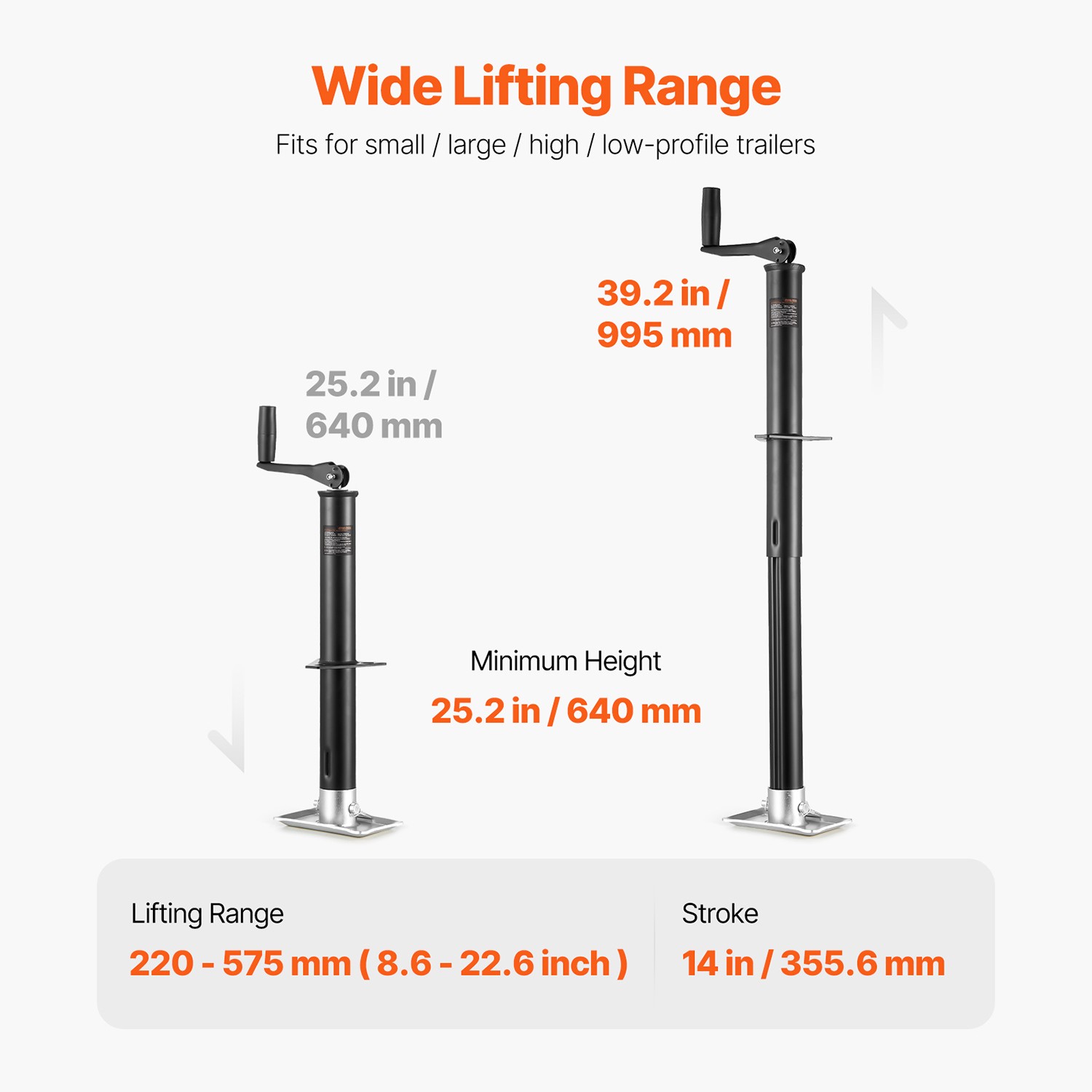 A Frame Trailer Jack Bolt on Trailer Tongue Jack 2000 lbs 15-inch Travel