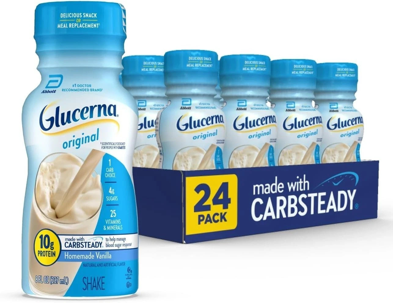 24 PACK - Glucerna Original Nutrition Shake, Strawberry, Chocolate & Vanilla