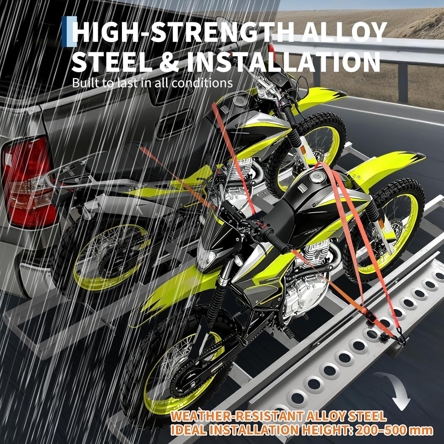 600LB Motorcycle Hitch Carrier Rack for Dirt Bike Fits 2" Hitch,8 Tie-Down Strap