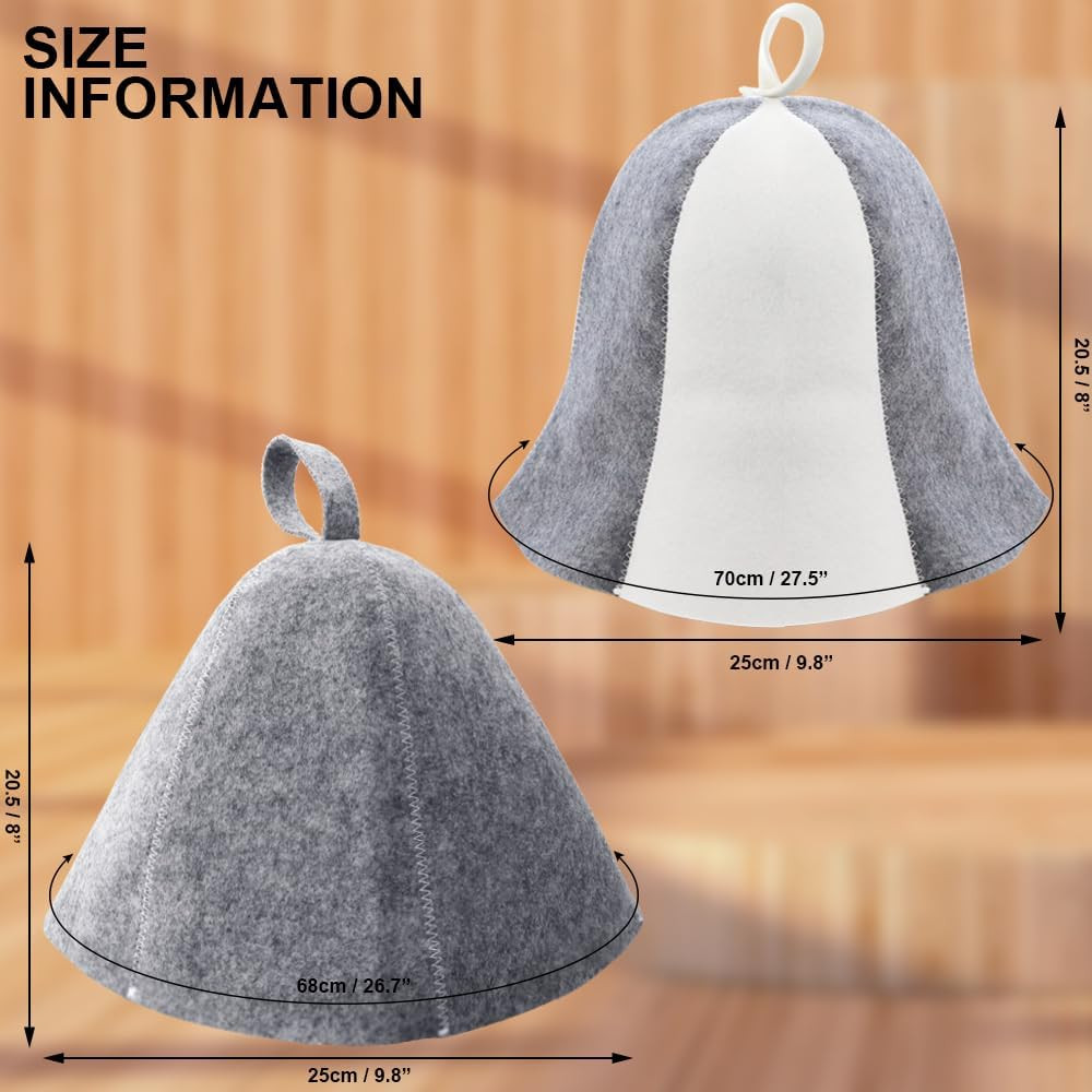 2 Pack Sauna Hat Polished Wool Hat for Sauna Wool Cap for Sauna Banya Bath House