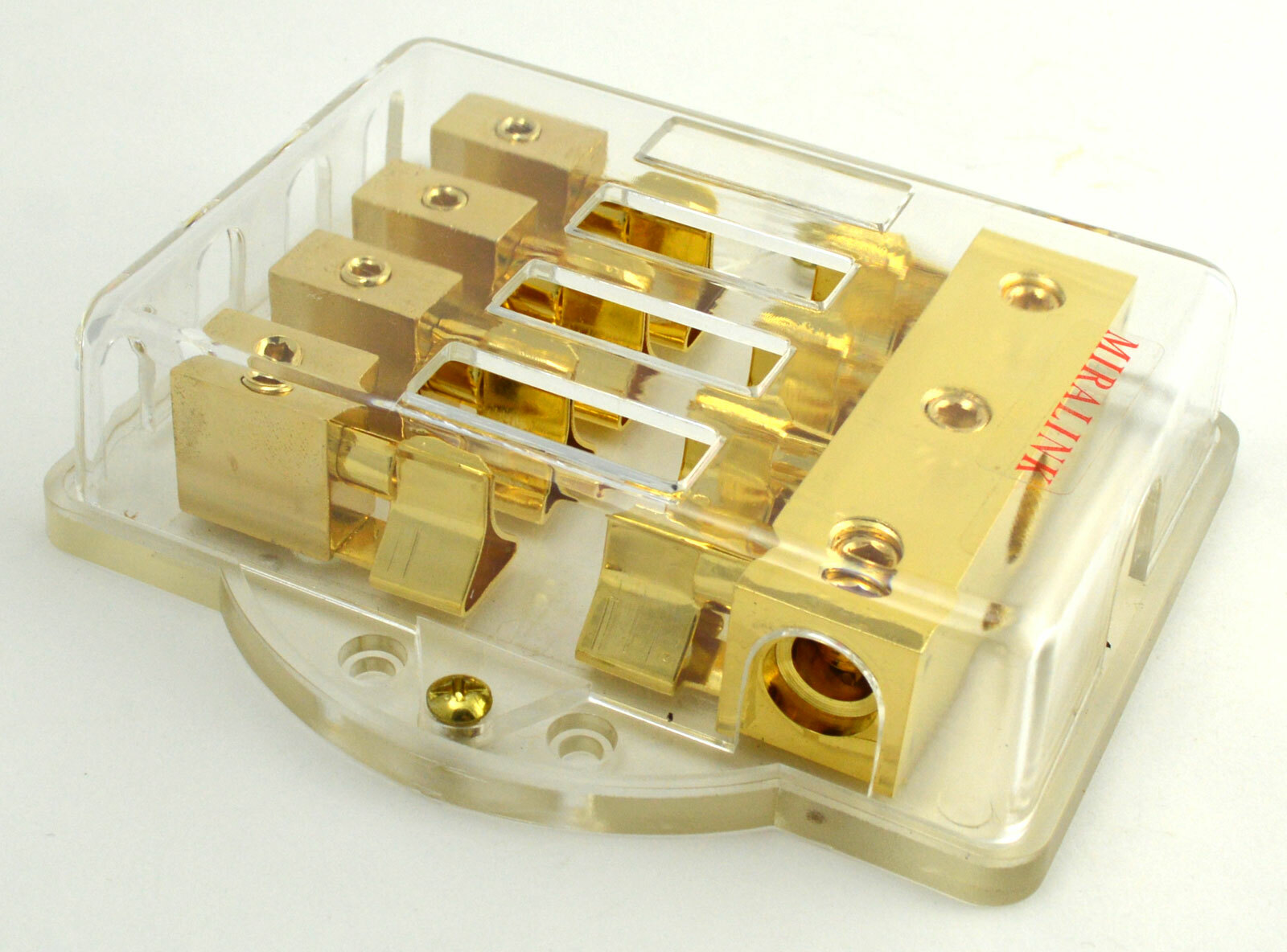 4-Way Power MAXI Fuse Holder Distribution Block (3) 4 Gauge in - (4) 8 Gauge Out