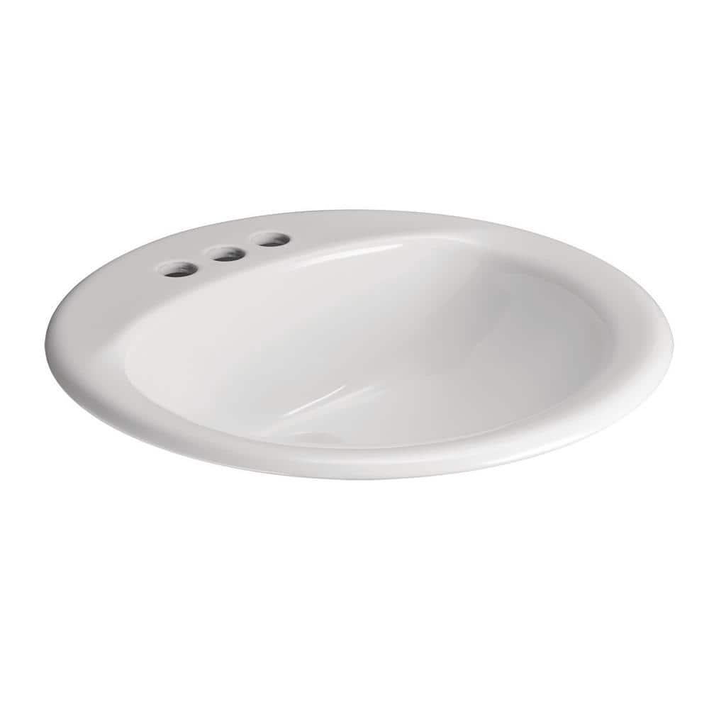 Glacier Bay 19in Drop In Round Bathroom Sink White 4in Centerset China