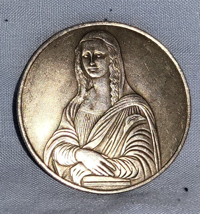 Mona Lisa Silver Coin Leonardo da Vinci Nude Woman Naked Old Louvre Paris Italy