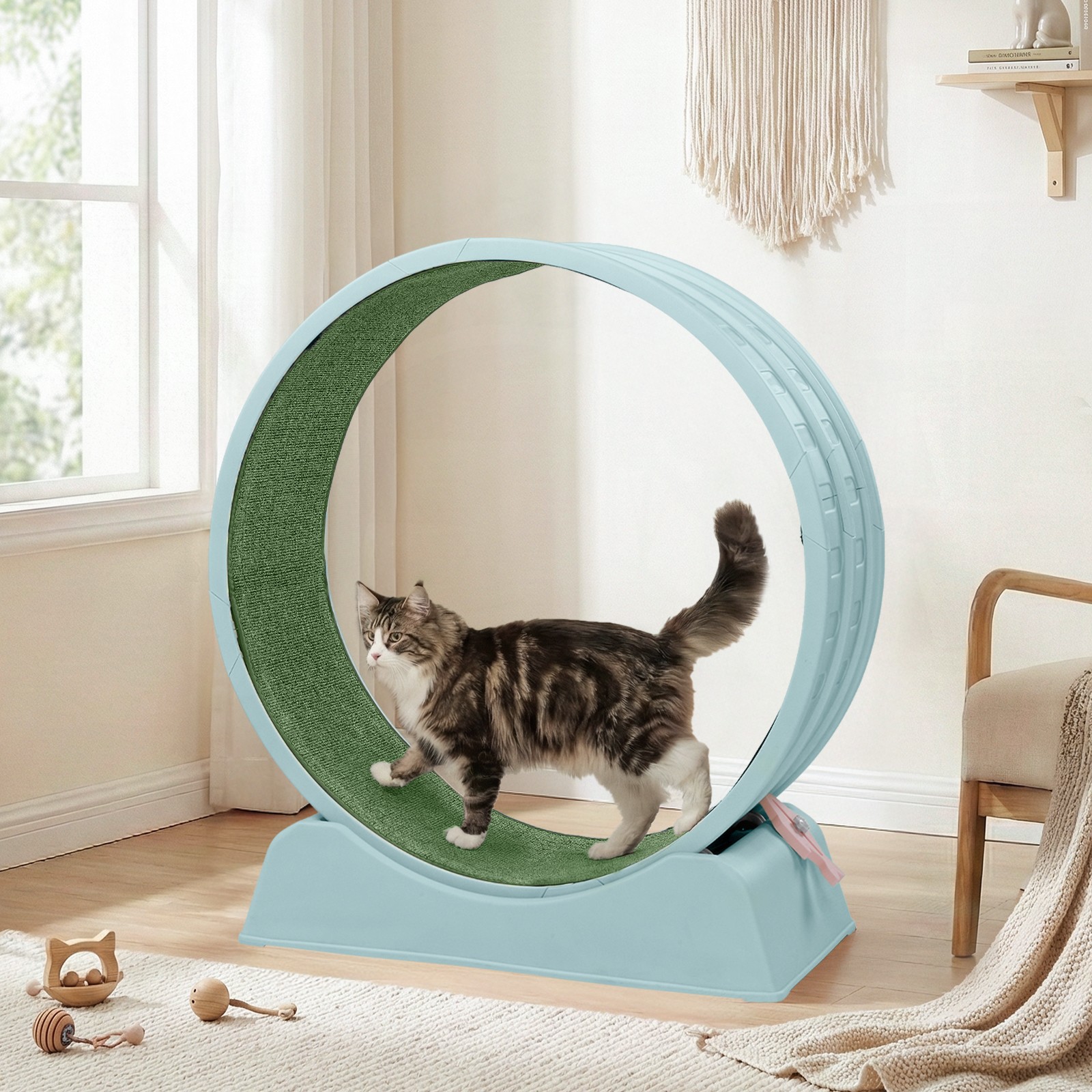 30in Cats Exercise Wheel with Lock Large Light Blue Treadmill Wheel for Indoor