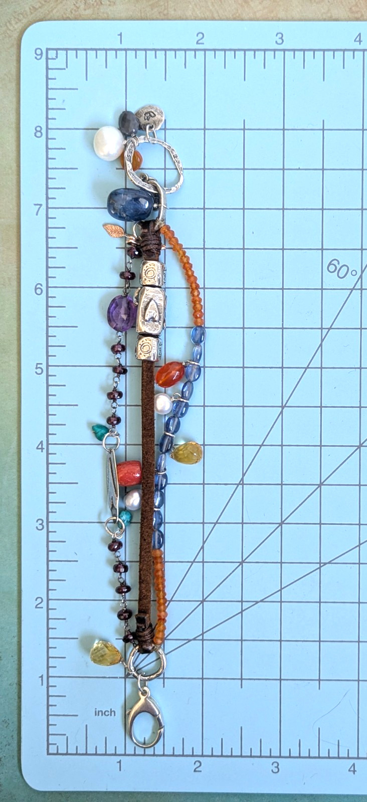 Jes MaHarry Sundance Catalog "Pacific Highway" Mixed Gemstone Sterling Bracelet