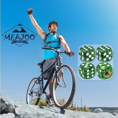 4PCS Pearl Pattern Dice Tire Valve Stem Caps, 4 pcs Dice -Pearl Pattern - Green
