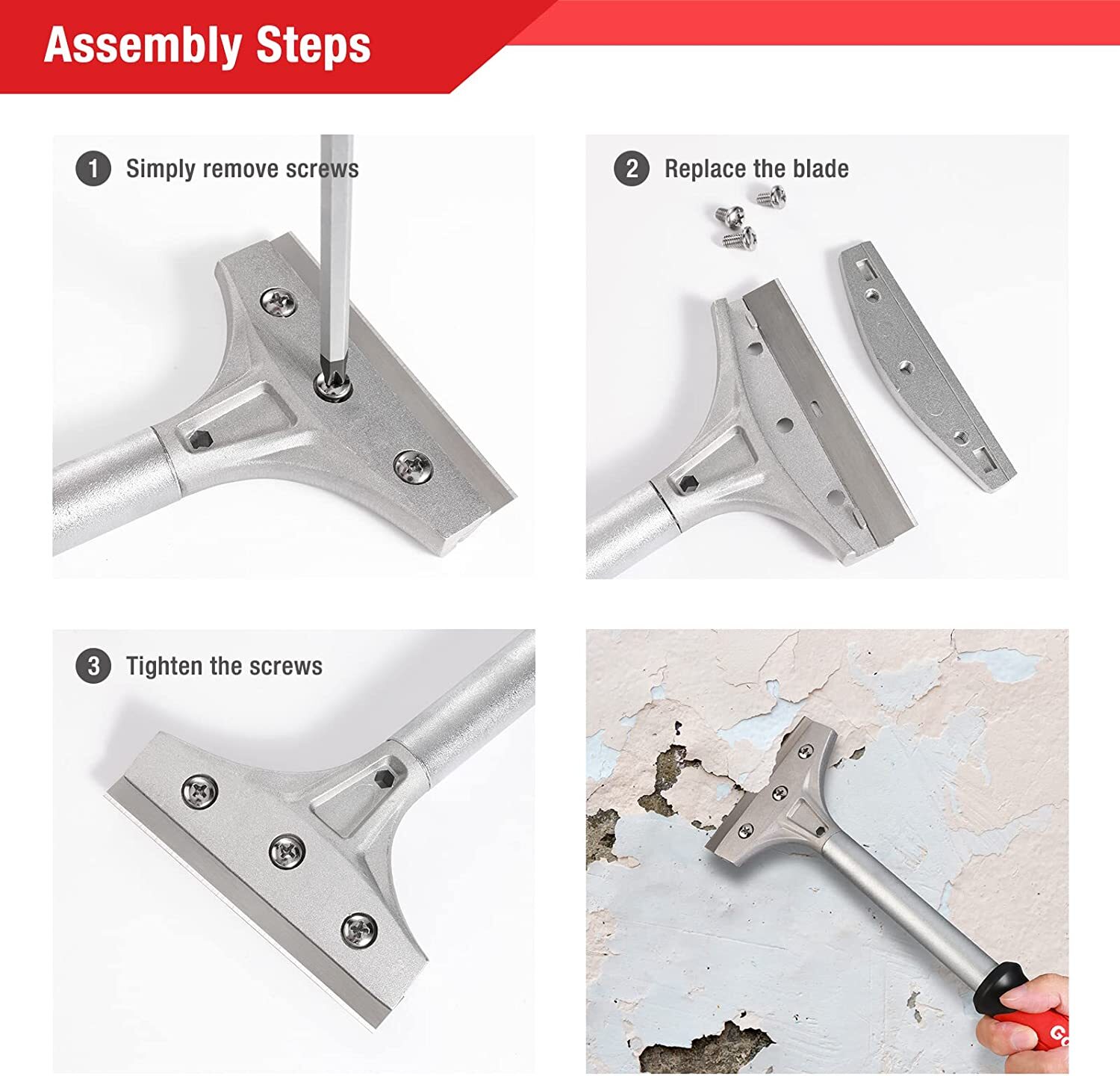 Goldblatt 2PC Razor Blade Scraper Heavy Duty 20PC 4-in Blades Floor Scraper Tool