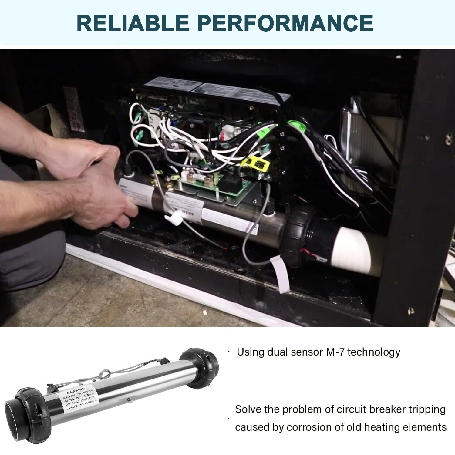 for Balboa 58083 M-7 Heater Assembly 15", 5.5 kW 240V/120V, with Studs & Sensors