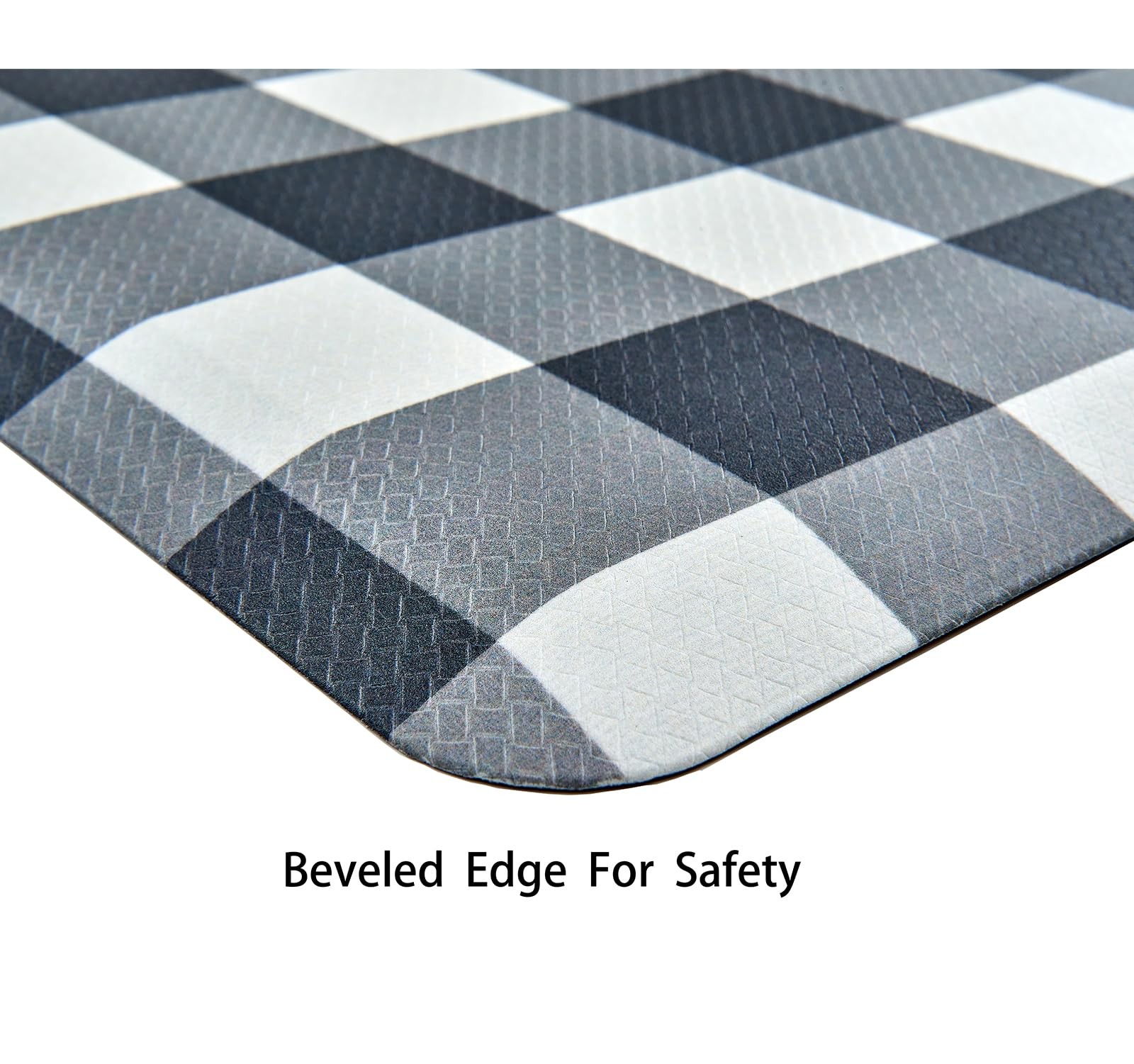 OnesCosy Anti Fatigue Kitchen Rugs 39"L x 17.3"W x 0.5"Th, Plaid Black