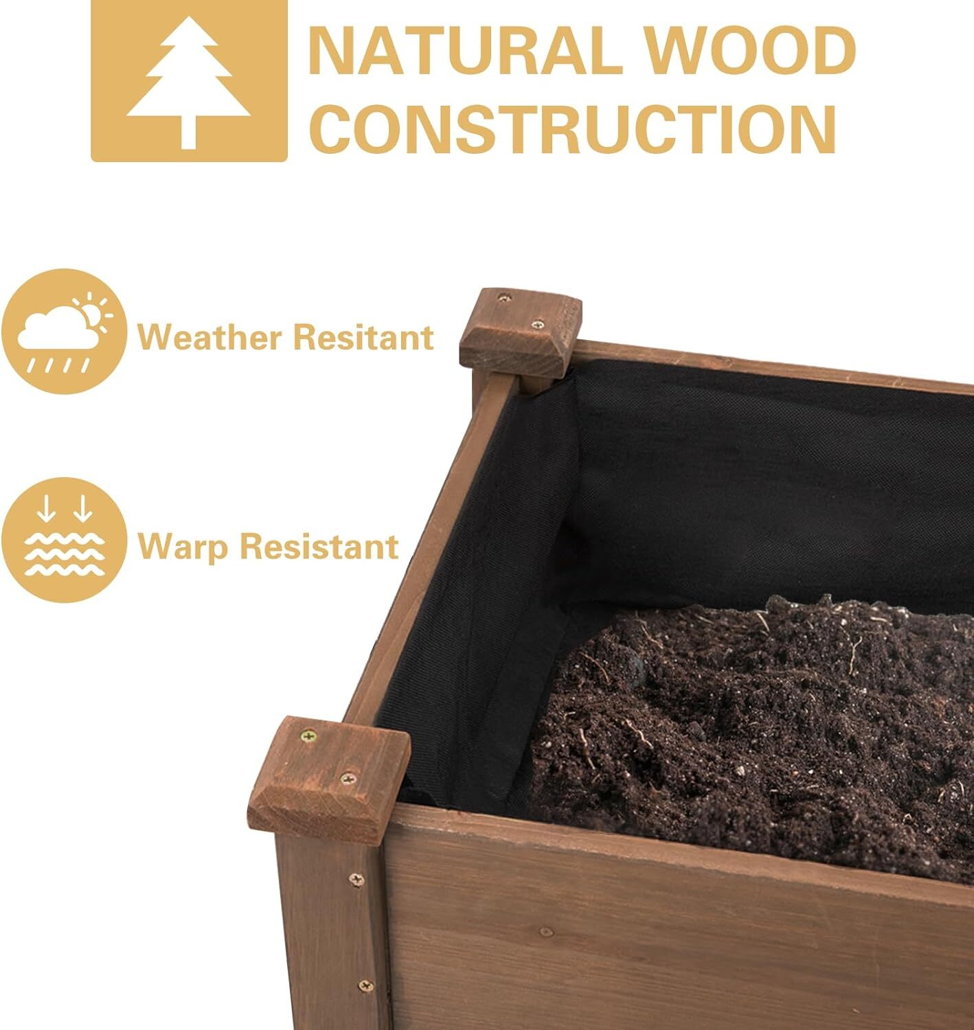 PetsCosset Raised Garden Bed Mobile Raised Wooden Box with Lockable Wheels