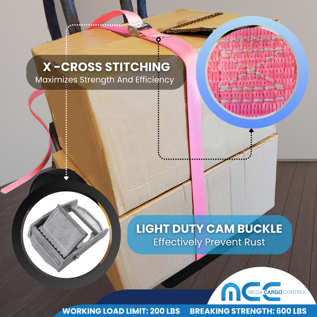 USA 1" x 3'- 15' Endless Cargo Lashing Strap w/Cam Buckle for Motorcycle Bicycle