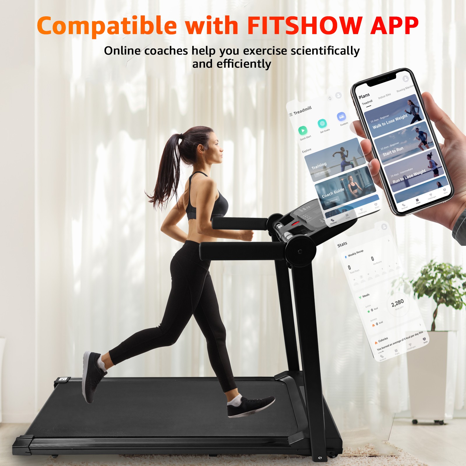 ‌Space-Saving 3HP Folding Treadmill - Shock Absorbing & Extra Wide Running Belt‌