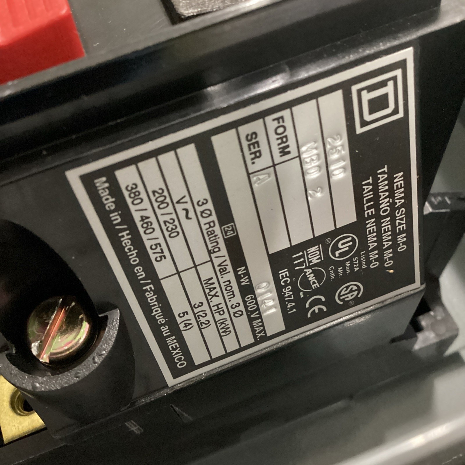 Square D 2510MBA2 AC Manual Starter Series C NEW