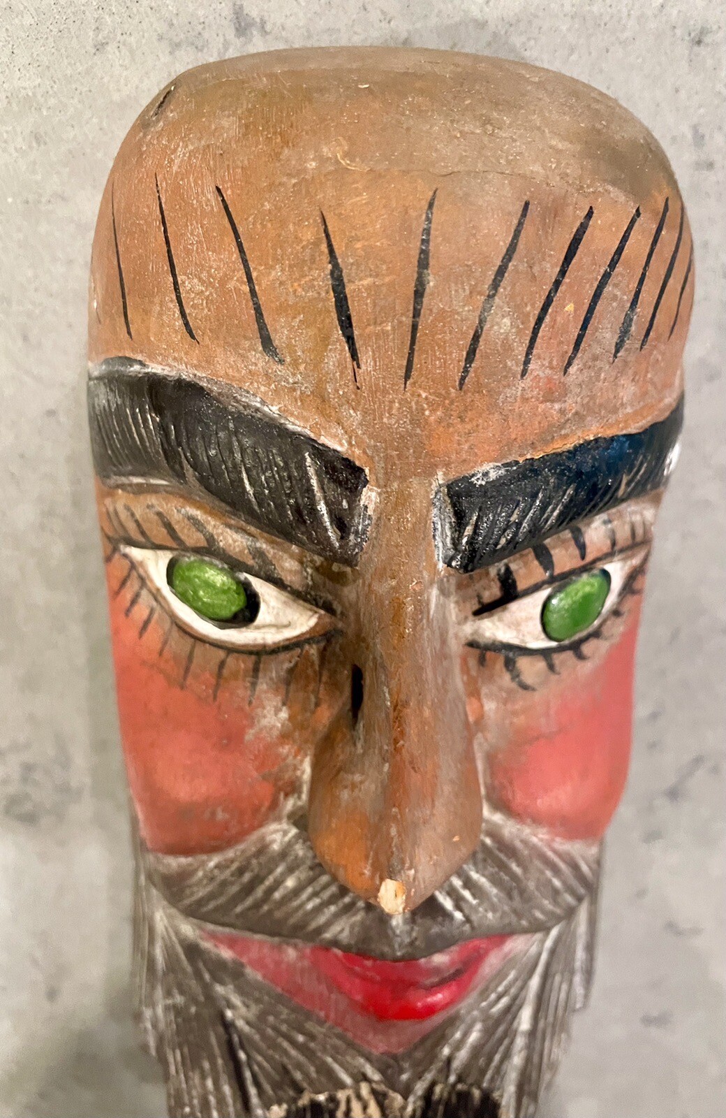 Antique MEXICAN Michoacan FOLK ART Vintage Man FACE WOOD DANCE Festival mask