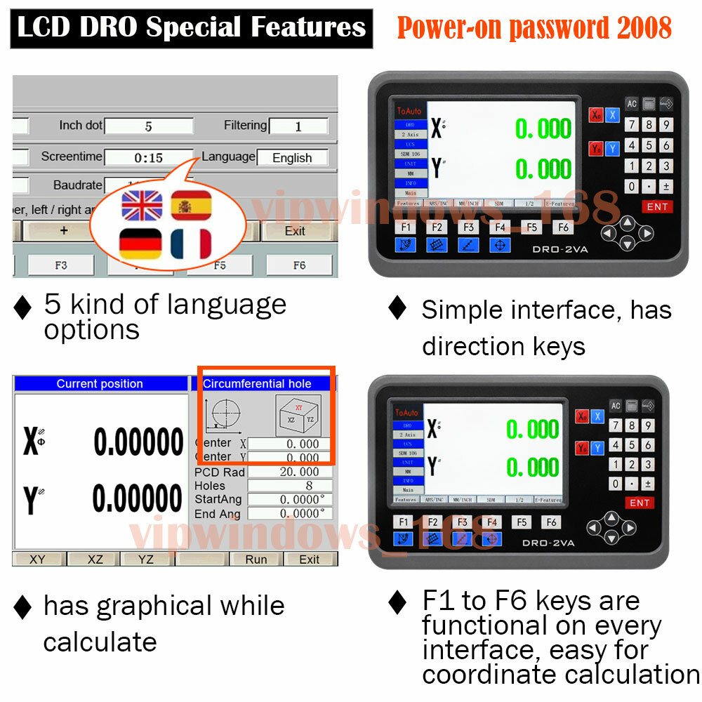 1μm Linear Scale DRO 2/3 Axis Digital Readout Encoder High Precision Lathe Mill