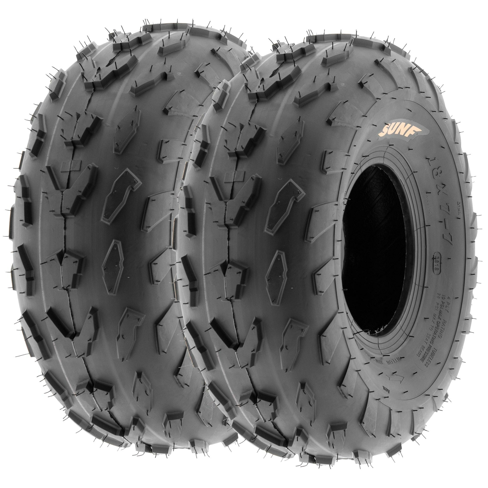 Pair of 2, 18x7-7 18x7x7 Quad ATV All Terrain AT 4 Ply Tires A007 by SunF
