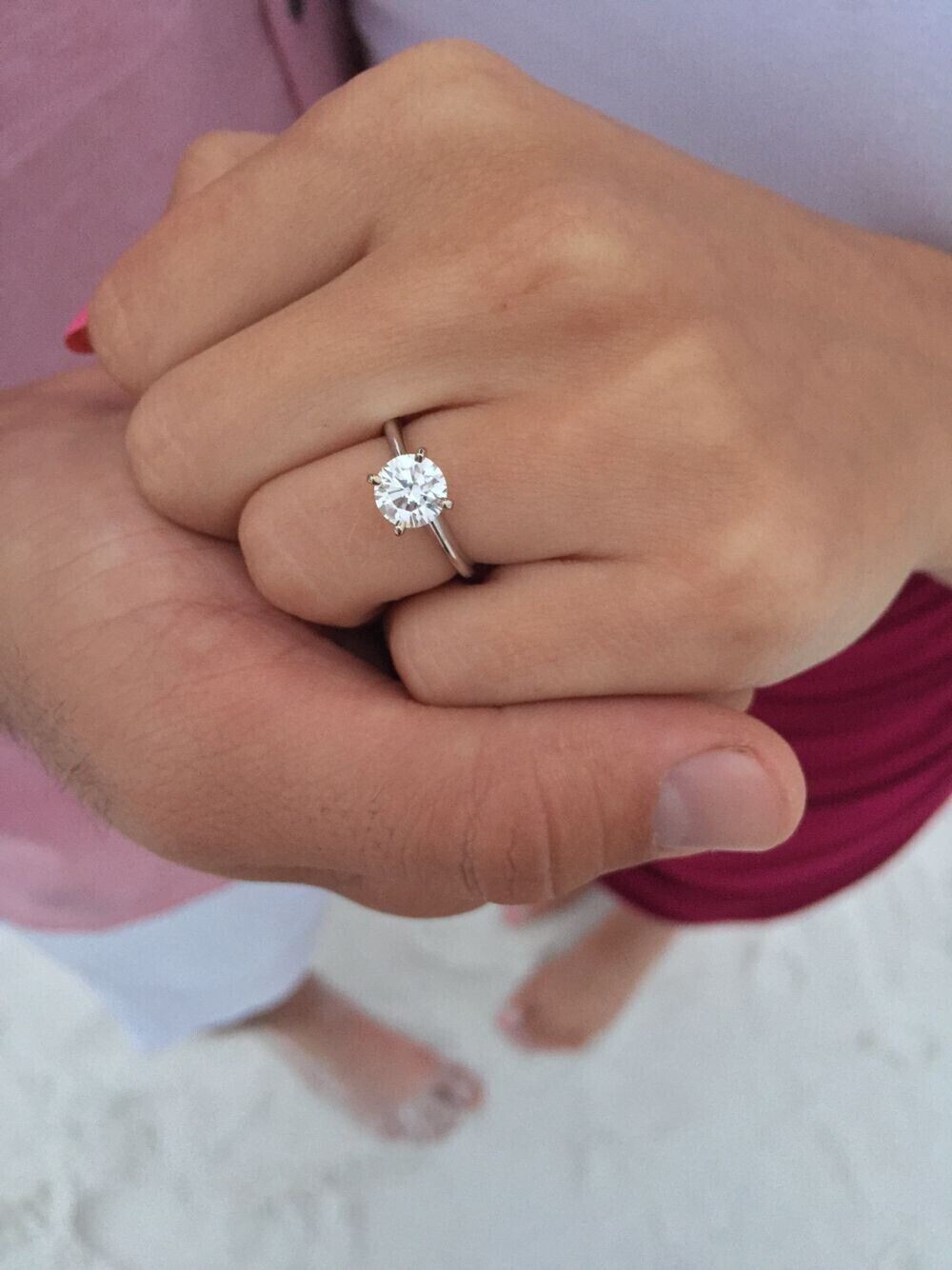 1.00Ct Round Cut GRA Moissanite Solitaire Engagement Ring 14K White Gold Size 7