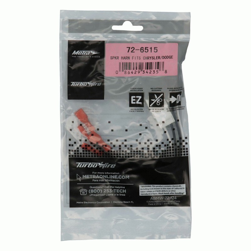 METRA 72-6515 / CAR SPEAKER HARNESS ADAPTER (PAIR) FOR CHRYSLER / DODGE VEHICLES