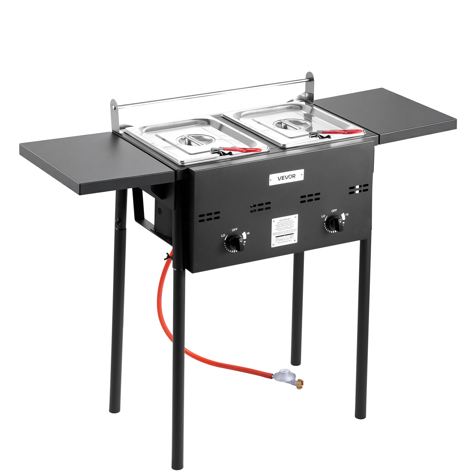 VEVOR 8QTx2 Outdoor Propane Deep Fryer Commercial Free Standing Cooker Two Tank