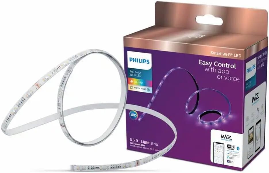 Philips 6.5ft Smart LED Light Strip 20W Tunable, Wi-Fi Full Color, 1600 Lumens