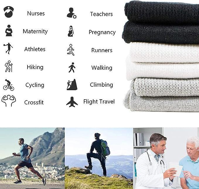 6-12 Pairs Health Circulatory Cotton Crew Diabetic Socks Size 9-11, 10-13, 13-15