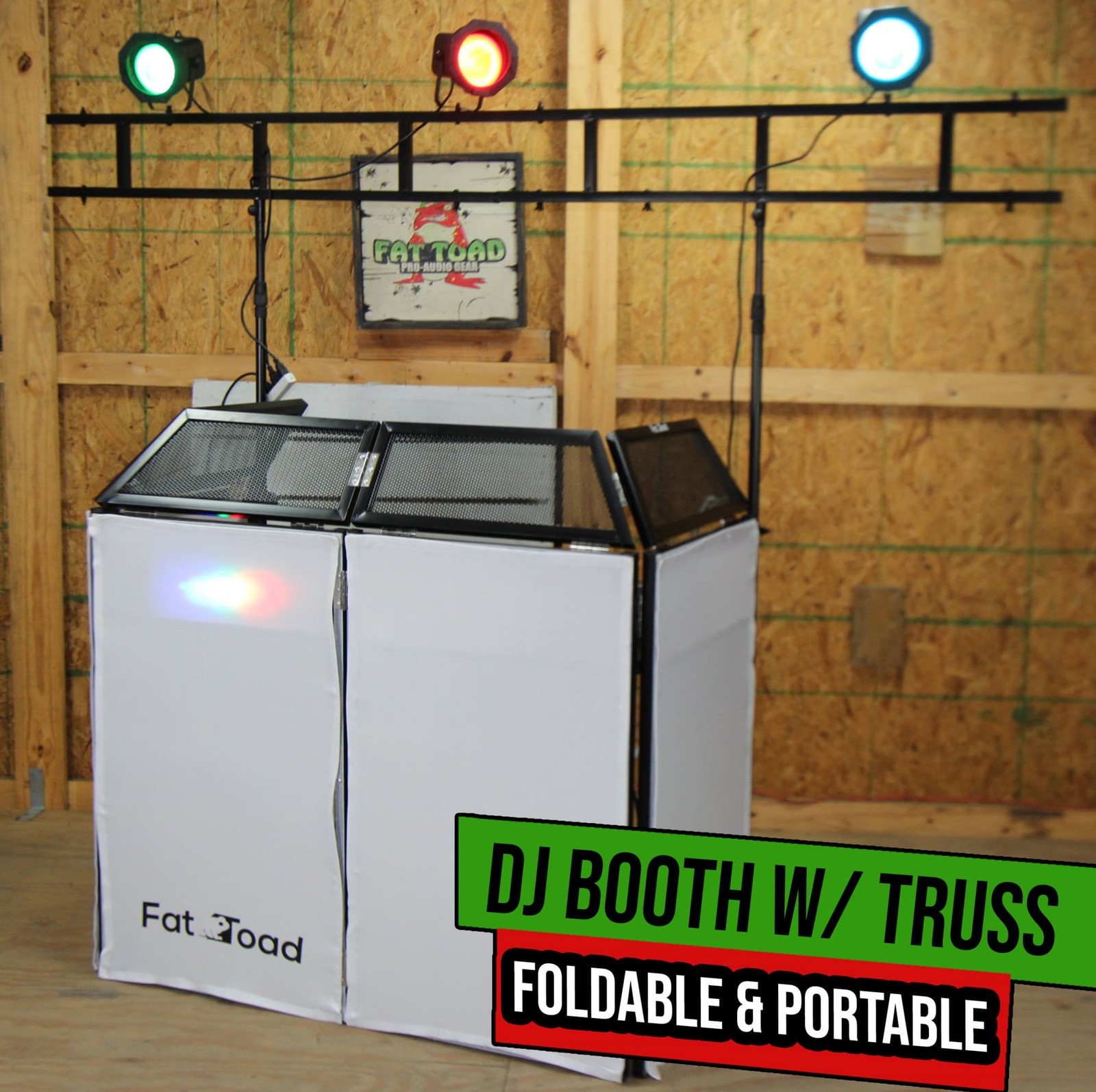 DJ Booth Table Lighting Truss Stand System - Foldable Panel Stage Platform Scrim