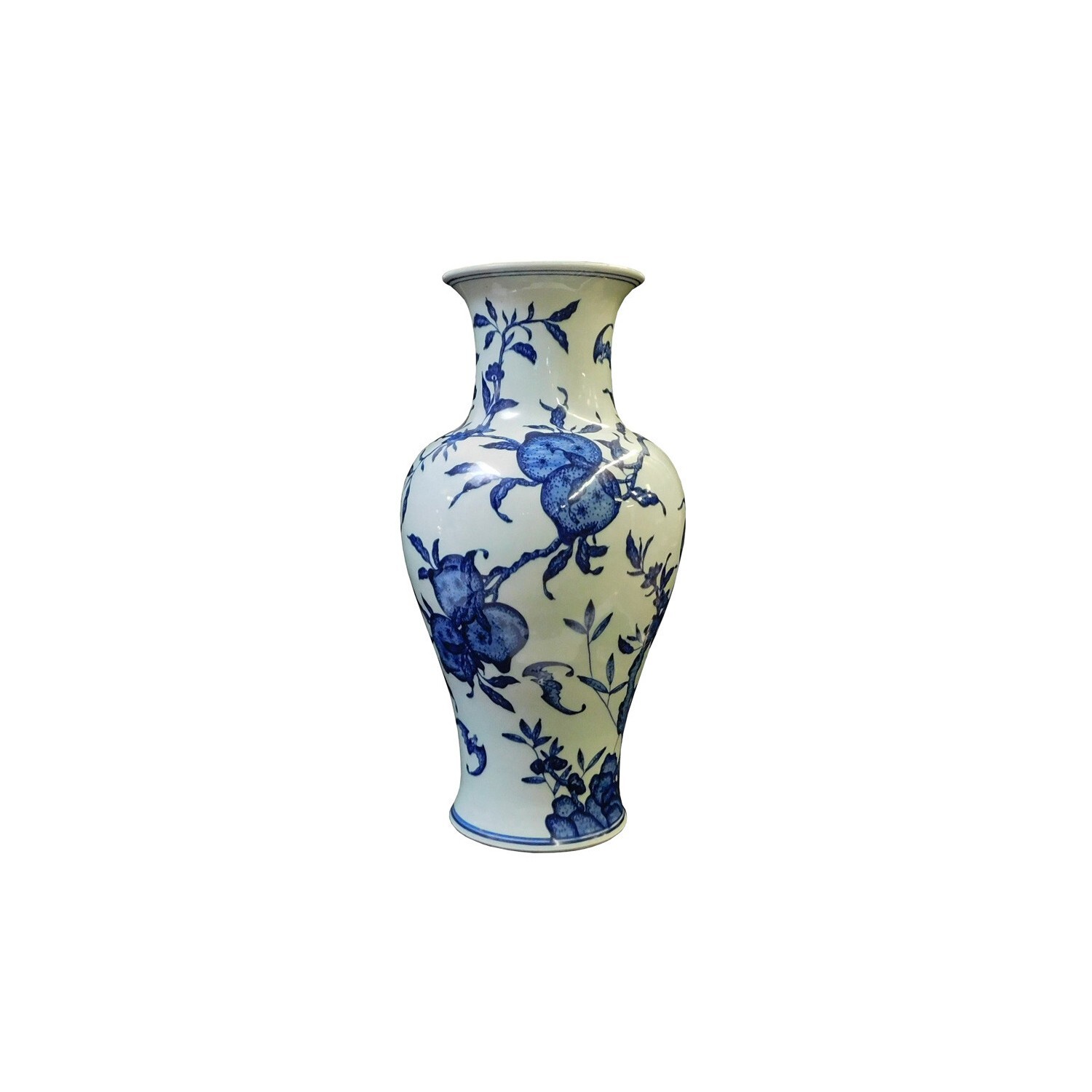Chinese Blue White Porcelain Peach Graphic Vase cs1751
