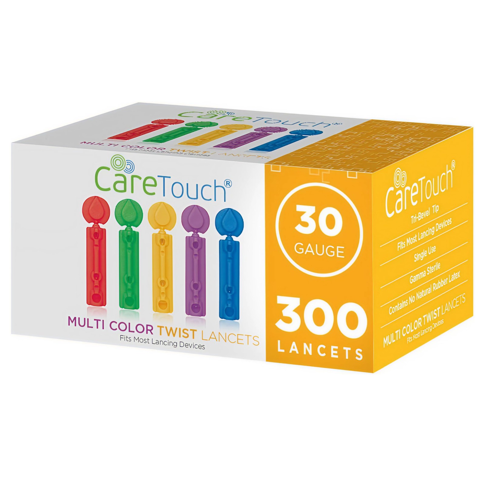 Lancets for Diabetes Testing - 30 Gauge 300 Count (Pack of 1), Multicolored