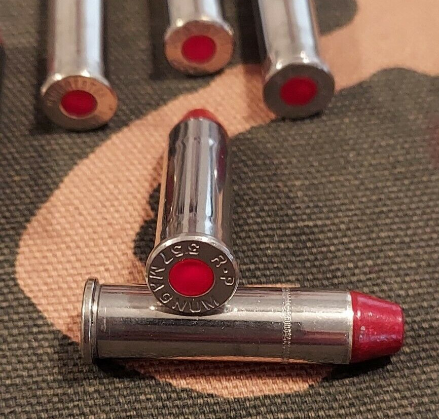 357 MAGNUM SNAP CAPS SET OF 6, NICKEL AND RED, REAL 125gr WEIGHT!!!