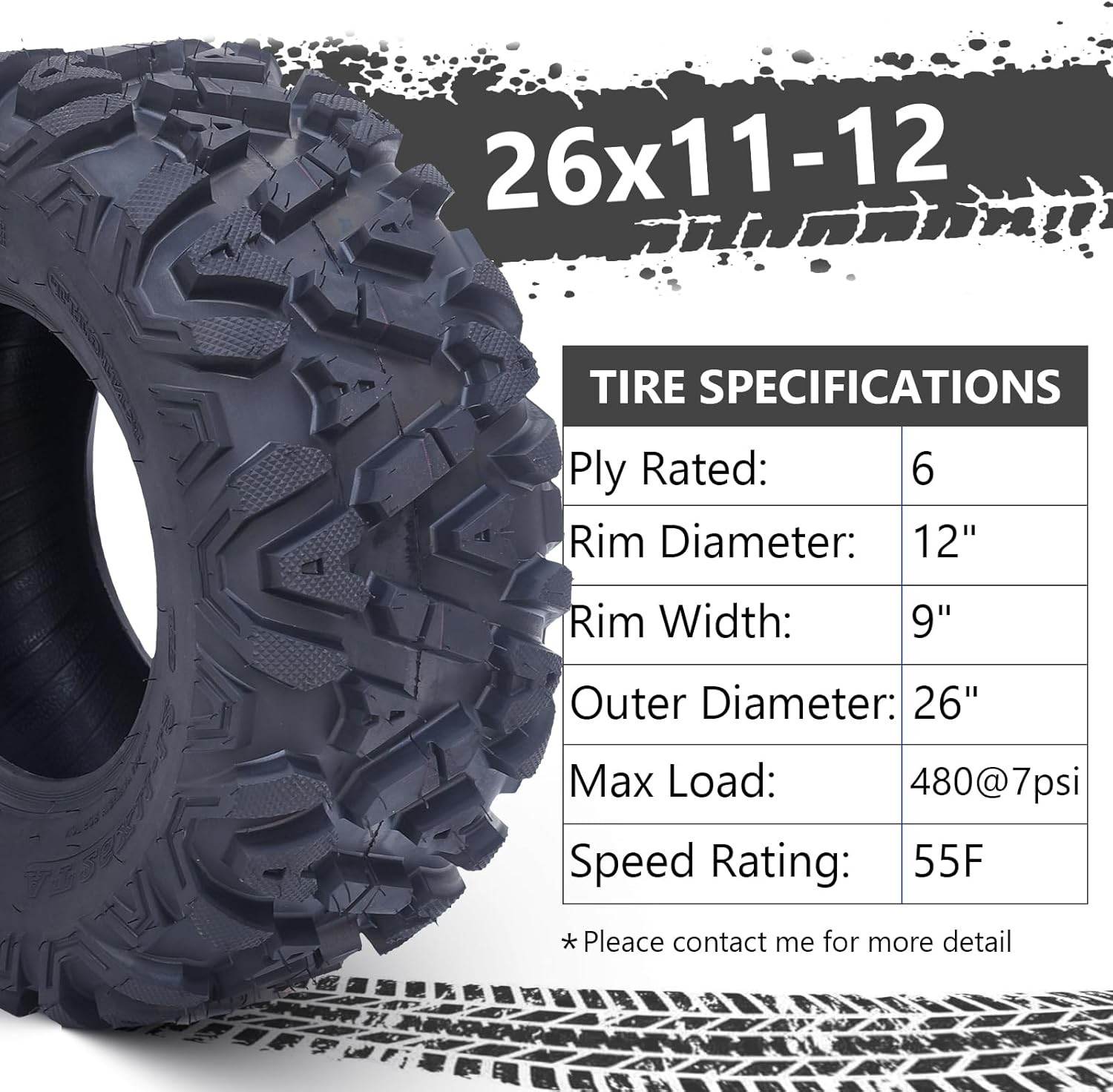 4PCS 26x11-12 26x9-12 Front Rear ATV Tires 26x11x12 26x9x12 6PR Mud ATV UTV Tire