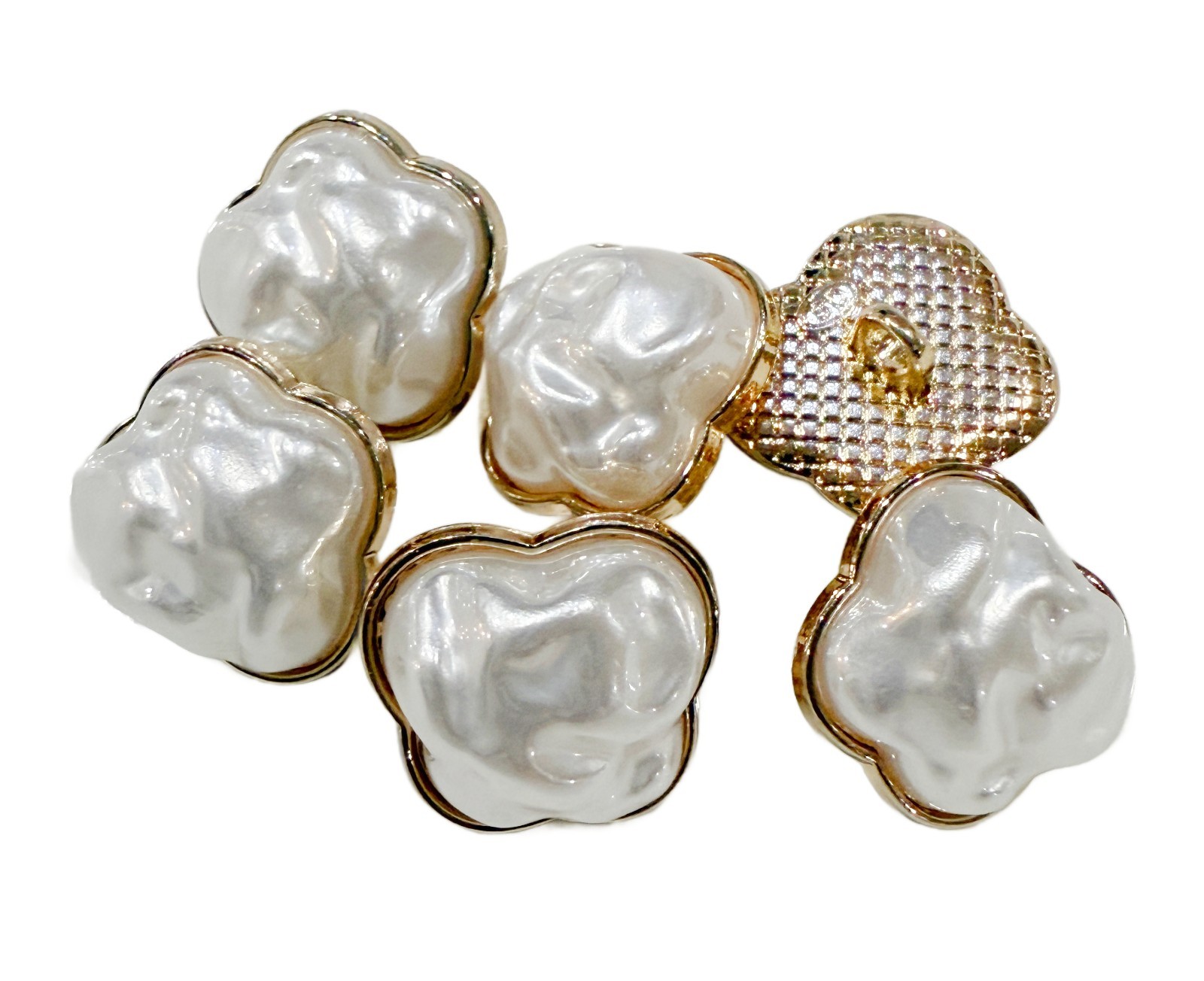 Natural Baroque Pearl Gold Metal Shank Buttons 15mm (6PC)